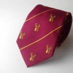 Neckties in your club colors with recurring club crest, custom repp woven neckties with repeating logos