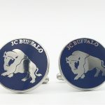 Custom cufflinks with buffalo logo, custom made cufflinks with text and logo made to order