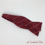 Custom woven bow tie with recurring logo, custom self tie bow ties